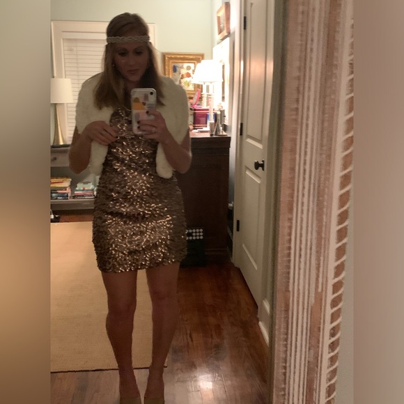 Gold Sequin Bodycon Tank Cocktail Dress - Picture 3 of 3